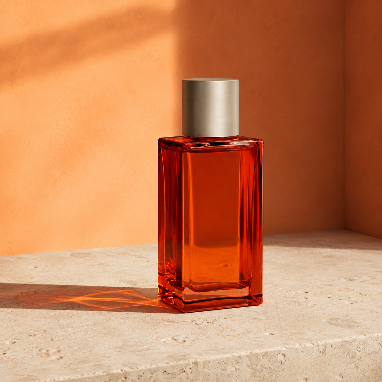 以琥珀色香水瓶演示商品主图、品牌画面与竖版素材